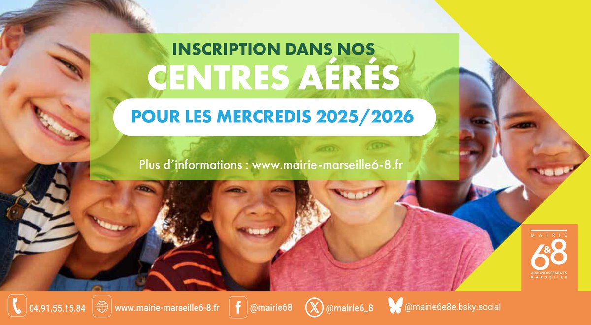 #CentreAérés | Les pré-inscriptions dans nos centres aérés👦🧒 pour les mercredis 2025/2026, ça commence maintenant 🖐️!
✅Vous pouvez remplir votre demande jusqu'au mardi 17 juin inclus. 
✅Réponses à partir du mardi 24 juin
✅Rentrée des centres aérés du 6&amp;8 le mercredi 10