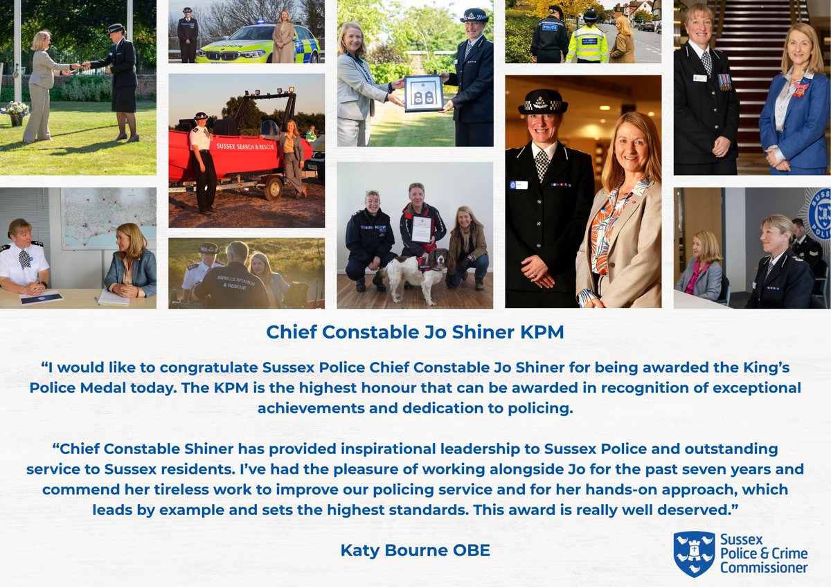 Congratulations to our Chief Constable Jo Shiner on being awarded the King’s Police Medal 🌟