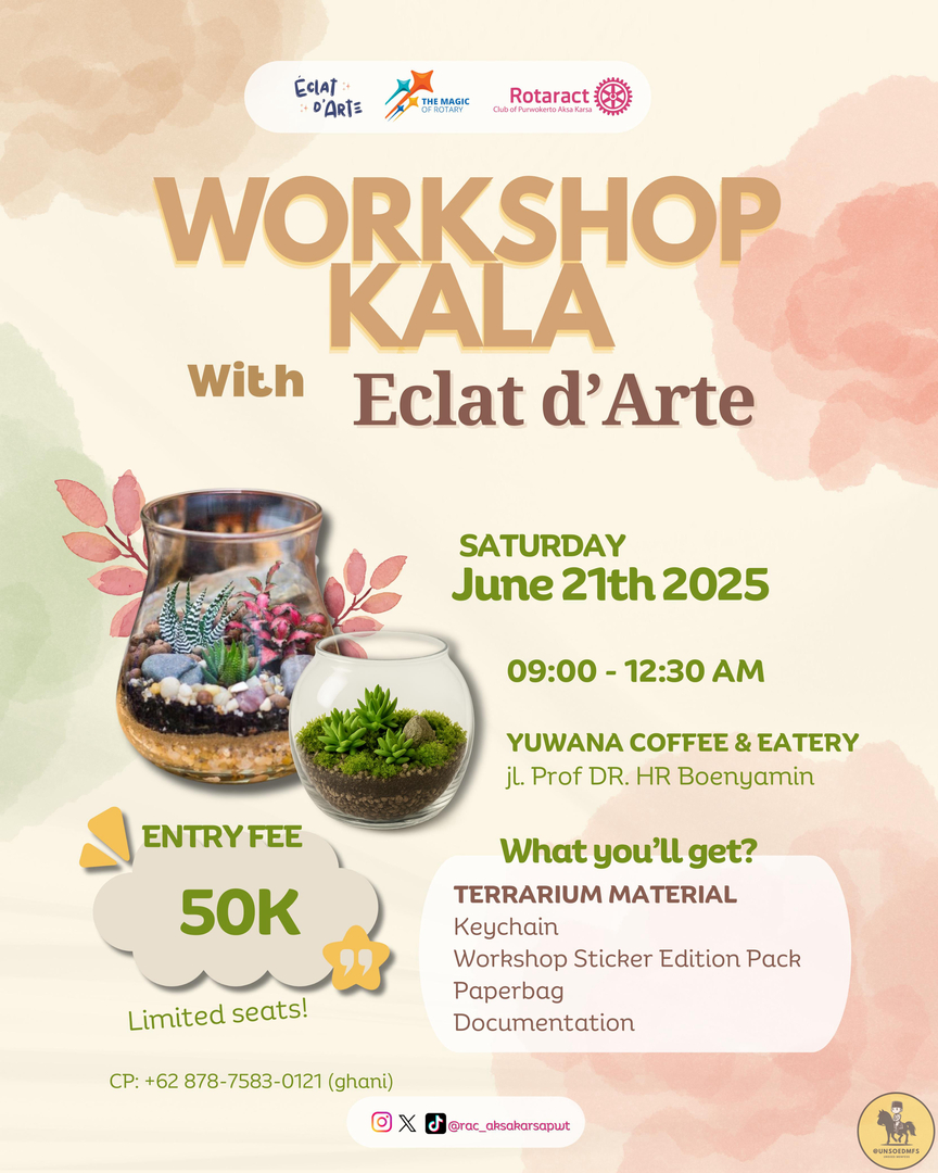 unsoedmfs's tweet photo. jends! siapa yang kemarin ikut acara menanam di desa baseh bulan lalu rotaract open regist nii, tapi kali ini workshop,  sender mau nyari temen barengan rep yaa yang mau ikutt https://t.co/KnDta7ur9t