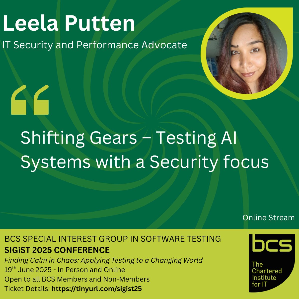 The Annual SIGiST Software Testing Conference is nearly upon us - Thursday 19th June!

We have a wealth of talented speakers presenting in-person and online - to get your tickets - please visit tinyurl.com/sigist25. 

#sigist25