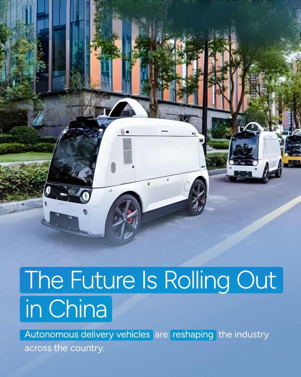 ChinaSpox_India's tweet photo. Autonomous vans are delivering straight to your door in #China! 🤖📬
#ChinaTech #DriverlessDelivery #SmartLogistics #FutureOfDelivery https://t.co/zfldJaoGeX