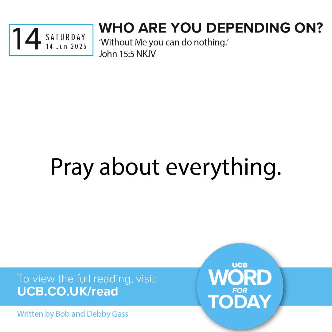 Big or small, seen or unseen—He cares. Worry less. Trust more. Talk to God.
Read today's UCB Word For Today at ucb.co.uk/word-for-today
