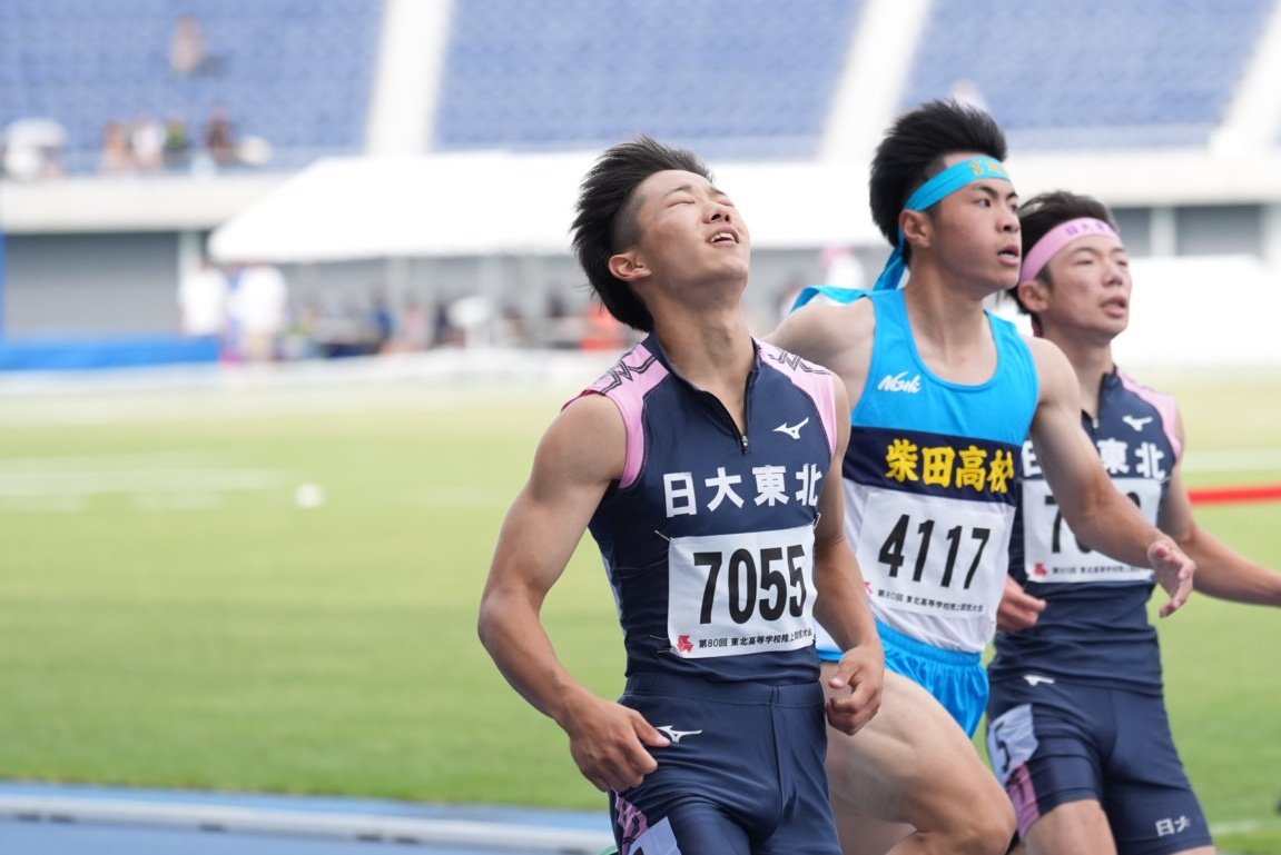 Getsuriku's tweet photo. #IH東北
男子100m
今季10.31を出している小針星砂（日大東北3福島）が10.45（0.8）で優勝🥇
同級生3人で全国を狙いましたが叶わず「ごめん、、、」
悔しさはリレーで晴らす！ https://t.co/mIrc089bGk