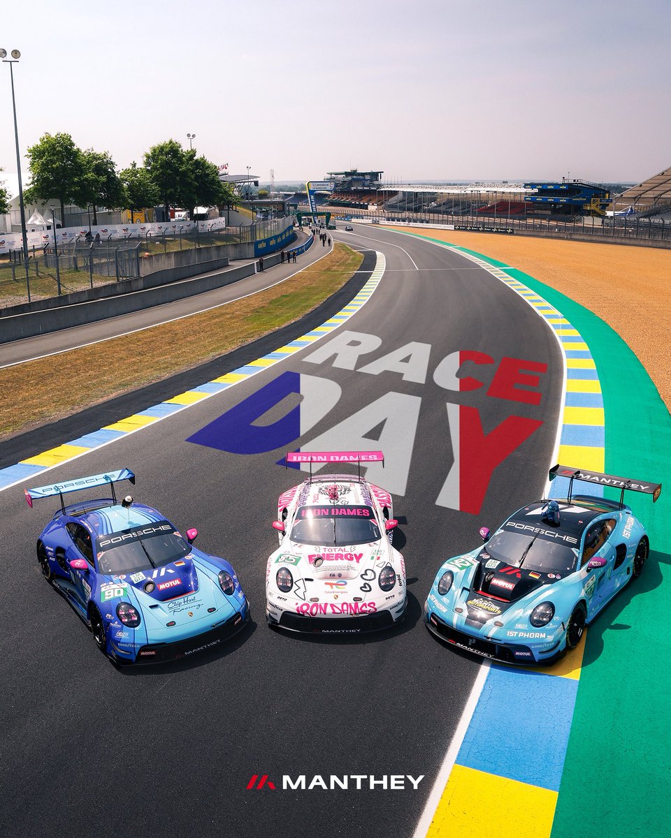 The day has come – it’s RACEDAY <a href="/24hoursoflemans/">24 Hours of Le Mans</a> 🇫🇷

Tension is mounting at the Circuit de La Sarthe. At 16:00, the hunt for the title defence begins with our three #Porsche #911GT3R 📈