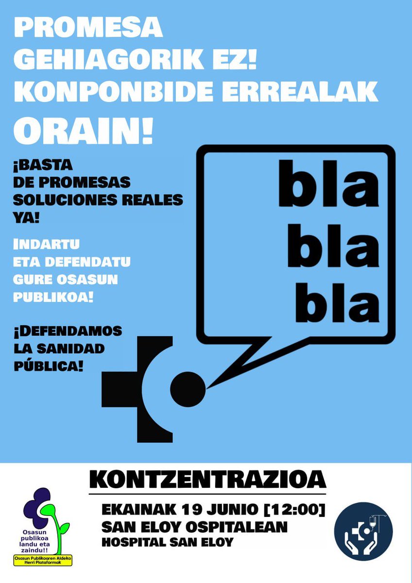 <a href="/opaherriplataf/">opaherriplataformak</a> <a href="/DOPA_Donostia/">D⭕️PA ◽️ Donostialdea Osasun Publikoaren Alde</a> <a href="/TOPATOLOSA/">TOLOSALDEA OSASUN PUBLIKOAREN ALDE</a> <a href="/OAurrera/">Osasun Publikoa Aurrera</a> <a href="/OlatuTxuria/">OLATU TXURIA</a> <a href="/ELASindikatua/">ELA Sindikatua</a> <a href="/LABsindikatua/">LAB SINDIKATUA</a> <a href="/CCOOeuskadi/">CCOO de Euskadi</a> <a href="/UGT_Euskadi/">UGT Euskadi</a> <a href="/ESKsindikatua/">ESK Sindikatua</a>