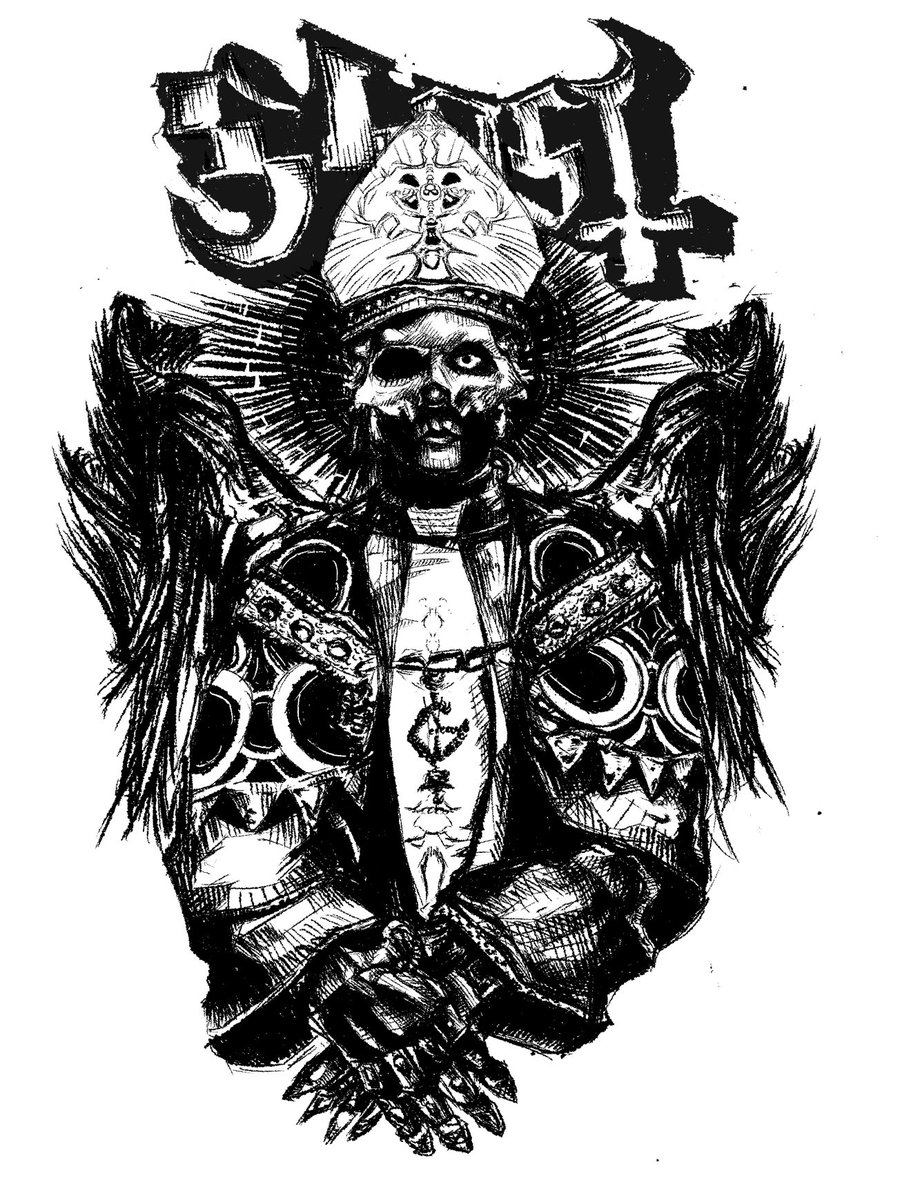 DreadWraithe's tweet photo. fanart of ⁦@thebandGHOST⁩ that i did. i hope you guys like it as much as i do! #papaemeritus #fanart #art #thebandghost #tobiasforge #namelessghouls https://t.co/IhDJ6Yq7cc