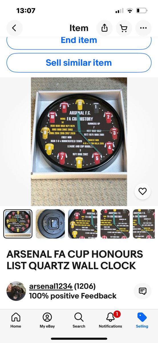 Just added exclusively on <a href="/eBay/">eBay</a> from arsenal1234 . #arsenal #facupfinal #facup A clock commemorating Arsenal and the proud record in the world’s best football competition. Make sure you follow <a href="/FACupFactfile/">FA Cup Factfile</a> for all things FA Cup EVERY CLUB EVERY SEASON EVERY MATCH 1871-TODAY