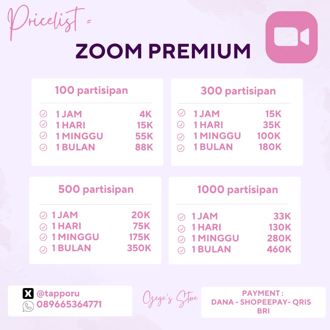tapporu's tweet image. Guys yang lagi butuh zoom meeting premium aku lagi promo nih start 4k aja

💫PROMO ZOOM PRO 100P 💫

💥10-15 JUNI 2025💥 
1 JAM 4K
1 HARI 13K
1 BULAN 70K

#zonauang