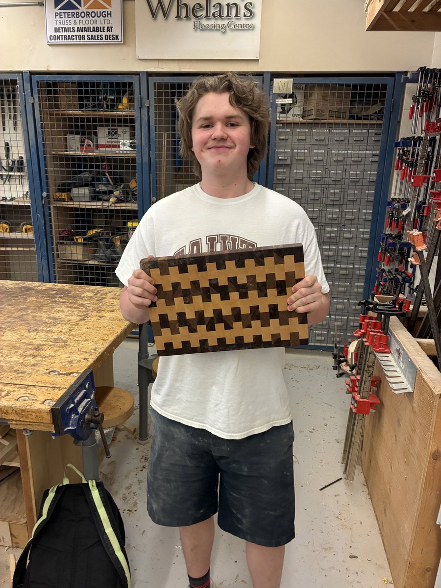 More <a href="/StPeterCSS/">St. Peter's C.S.S.</a> Grade 11 Construction students with their beautiful end grain cutting boards! #woodworking