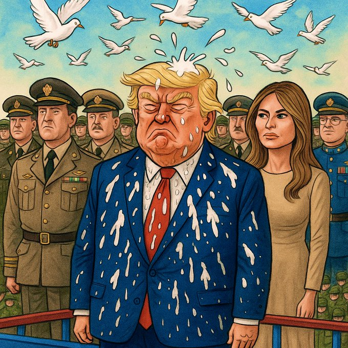 Wir können alles, außer gehorchen!

Die AntiFa USA hat monatelang Tauben trainiert damit sie heute während der Militärparade in Washington genau auf Donald Trump scheißen.
Danke AntiFa. ♥️