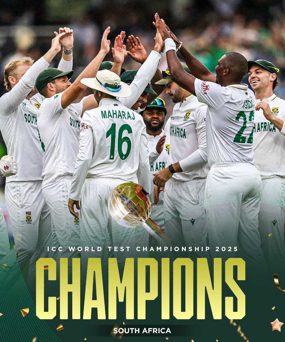 SOUTH AFRICA HAVE WON AN ICC TITLE AFTER 27 YEARS.

-  boys create history at the Lord's in WTC Final.

2025 is full of surprises

#WtcFinal2025 #AUSvsSA #AidenMarkram