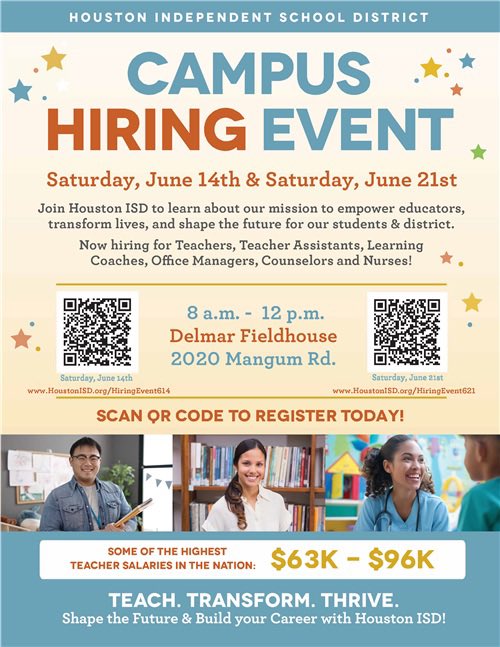 MWhiteElem's tweet photo. 🚨 Calling all educators! 🚨
Come shift gears with us at Mark White Elementary! 🏁
We’re at today’s HISD Job Fair and ready to connect with teachers &amp; staff for 2025–2026!

📍Visit our table
📚 Dual Language | ESL | Bilingual | TA Roles
🌎 Global students. Global leaders. https://t.co/2ZxBcTcUv5