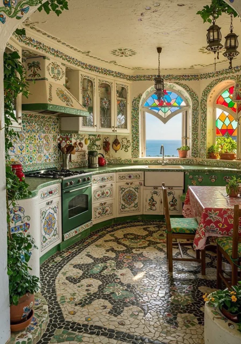 The era of minimalism is over. Nobody wants matte black carpentry anymore. Give me beautiful talavera tiles. Stained glass windows. A rustic farmhouse sink. The more detail, the more soul.