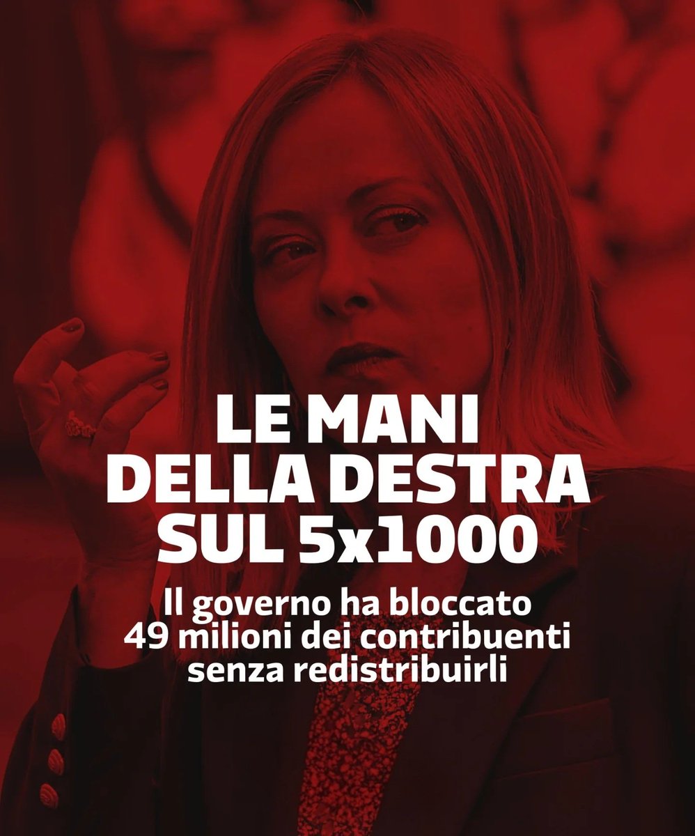 49 milioni di euro dei contribuenti, destinati con il loro 5x1000 al terzo settore, che invece di essere redistribuiti vengono trattenuti dallo Stato.

Ecco come la destra attacca l'associazionismo e i movimenti sul territorio. Giorgetti e Meloni spieghino.