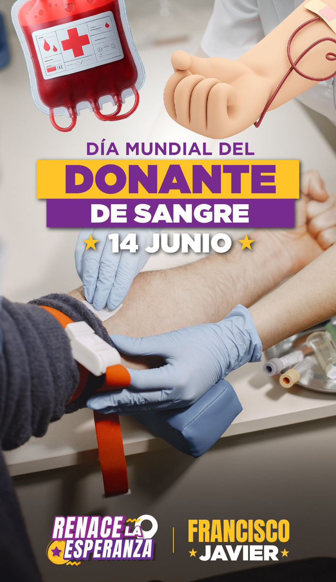 Hoy reconocemos a quienes salvan vidas con un acto de amor y solidaridad. Donar sangre es un gesto que renueva la esperanza.
Hagamos de la donación un hábito.
Donemos sangre, salvemos vidas.

#DíaMundialDelDonanteDeSangre