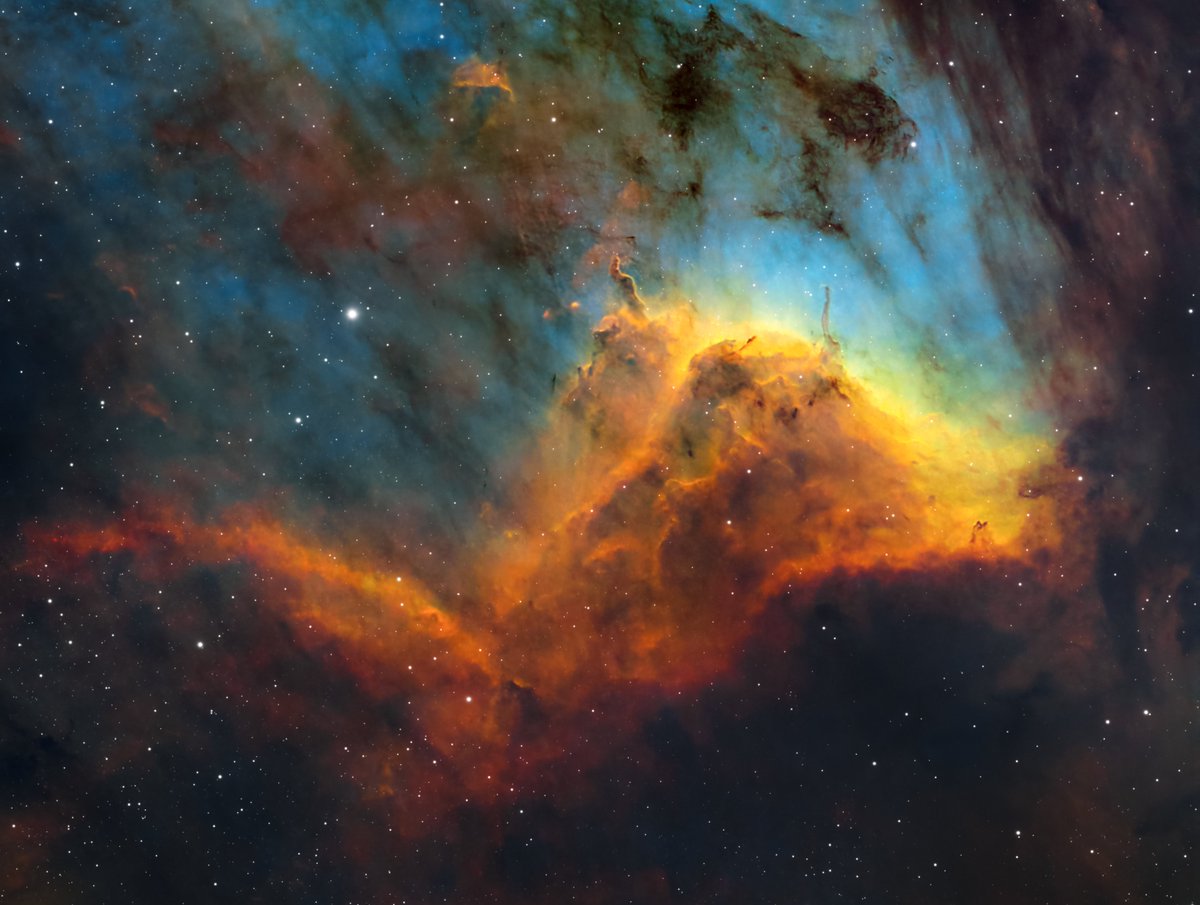 DerekFoster's tweet image. Pillars of gas in region of star formation in the Pelican Nebula. Taken with 115mm triplet and @QHYCCD 268m camera.