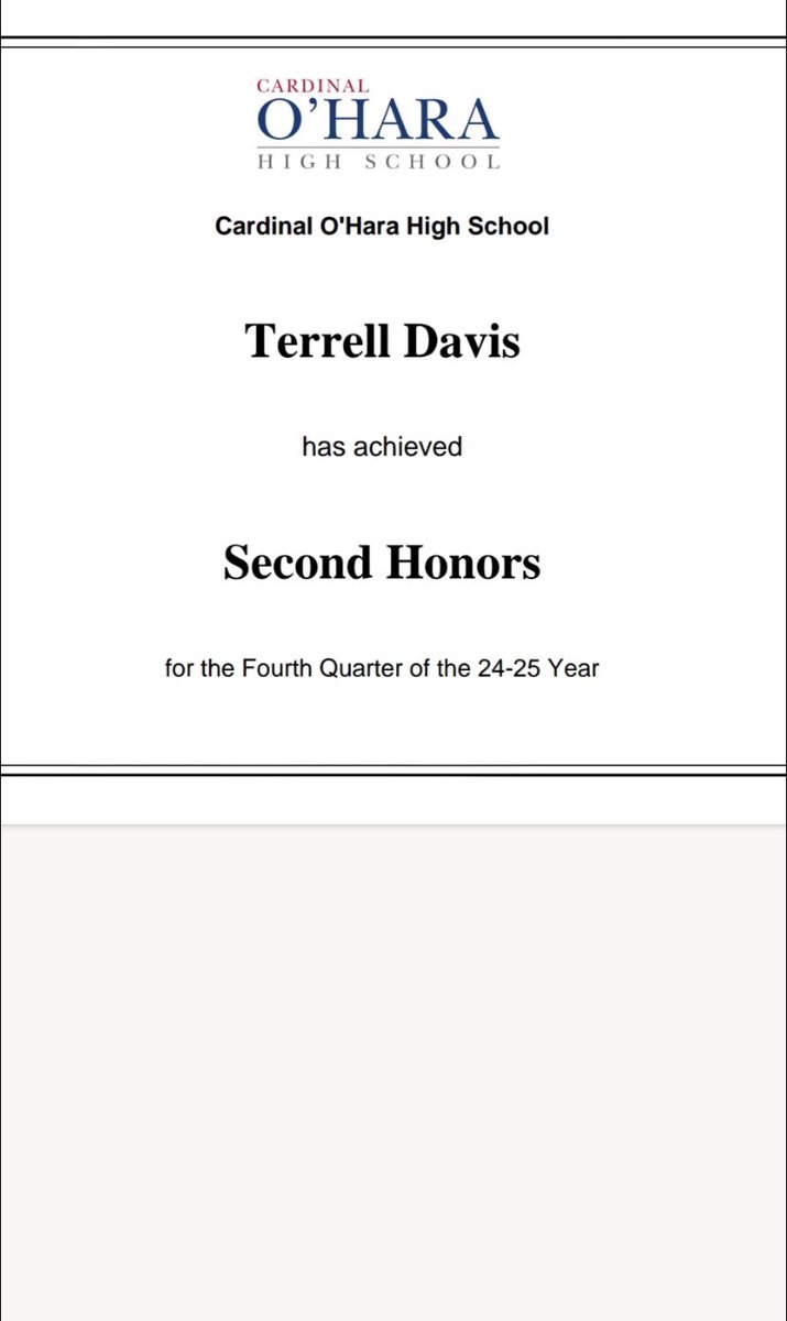 Terrell Davis (@14stayopen) on Twitter photo Finished the year strong with a 4.3 GPA💪🏽! Looking forward to next years challenges. Camp is just around the corner, stay tuned! <a href="/coach_U/">Mike Ewing</a> <a href="/CoachMikeCOHS/">Coach Mike Miller</a> <a href="/OHara_Football/">O'Hara Football</a> <a href="/EdOBrienCFB/">EdOBrienCFB</a> <a href="/PRZVicCastillo/">VicCastilloPRZ</a> Finished the year strong with a 4.3 GPA💪🏽! Looking forward to next years challenges. Camp is just around the corner, stay tuned! <a href="/coach_U/">Mike Ewing</a> <a href="/CoachMikeCOHS/">Coach Mike Miller</a> <a href="/OHara_Football/">O'Hara Football</a> <a href="/EdOBrienCFB/">EdOBrienCFB</a> <a href="/PRZVicCastillo/">VicCastilloPRZ</a>