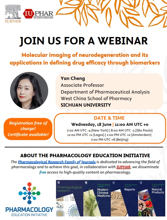 Pharmacological Research (@pharmacolres) on Twitter photo 📢Join us for the June Webinar promoted by the Pharmacology Education Initiative!
đź”— Register now to assure your certificate of attendance after the webinar:
events.teams.microsoft.com/event/1a7f3b6b…
#PharmacologyEducation #IUPHAR #Elsevier #WebinarSeries #ClinicalPharmacology #BasicPharmacology 📢Join us for the June Webinar promoted by the Pharmacology Education Initiative!
đź”— Register now to assure your certificate of attendance after the webinar:
events.teams.microsoft.com/event/1a7f3b6b…
#PharmacologyEducation #IUPHAR #Elsevier #WebinarSeries #ClinicalPharmacology #BasicPharmacology