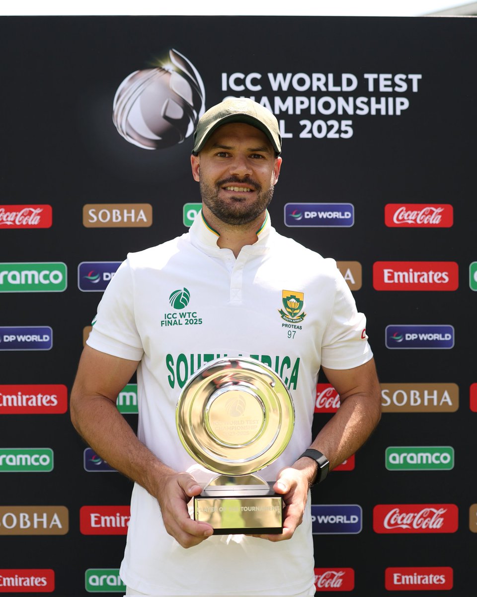 Aiden Markram is etched into Lord’s history 🏏✨. 136 off 207 balls, a masterclass under pressure, both match-defining and match-winning 🇿🇦. 

A stellar knock that earns him the ICC Player of the Match award 🔥💪. 

Take a bow, Markram! 👏 

#WTCFinal #WozaNawe #ProteasWTCFinal