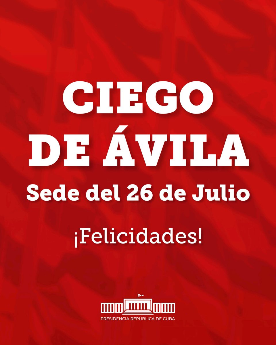 SalvadorVM (@salvadorvaldesm) on Twitter photo Muchas felicidades al pueblo avileño por ese merecido reconocimiento que los compromete más por seguir alcanzando nuevas realizaciones en todos los órdenes. Les reiteramos nuestras felicitaciones!!!
<a href="/DiazCanelB/">Miguel Díaz-Canel Bermúdez</a>
<a href="/CubaMINREX/">Cancillería de Cuba</a>
<a href="/PartidoPCC/">Partido Comunista de Cuba</a>
<a href="/PresidenciaCuba/">Presidencia Cuba 🇨🇺</a> Muchas felicidades al pueblo avileño por ese merecido reconocimiento que los compromete más por seguir alcanzando nuevas realizaciones en todos los órdenes. Les reiteramos nuestras felicitaciones!!!
<a href="/DiazCanelB/">Miguel Díaz-Canel Bermúdez</a>
<a href="/CubaMINREX/">Cancillería de Cuba</a>
<a href="/PartidoPCC/">Partido Comunista de Cuba</a>
<a href="/PresidenciaCuba/">Presidencia Cuba 🇨🇺</a>