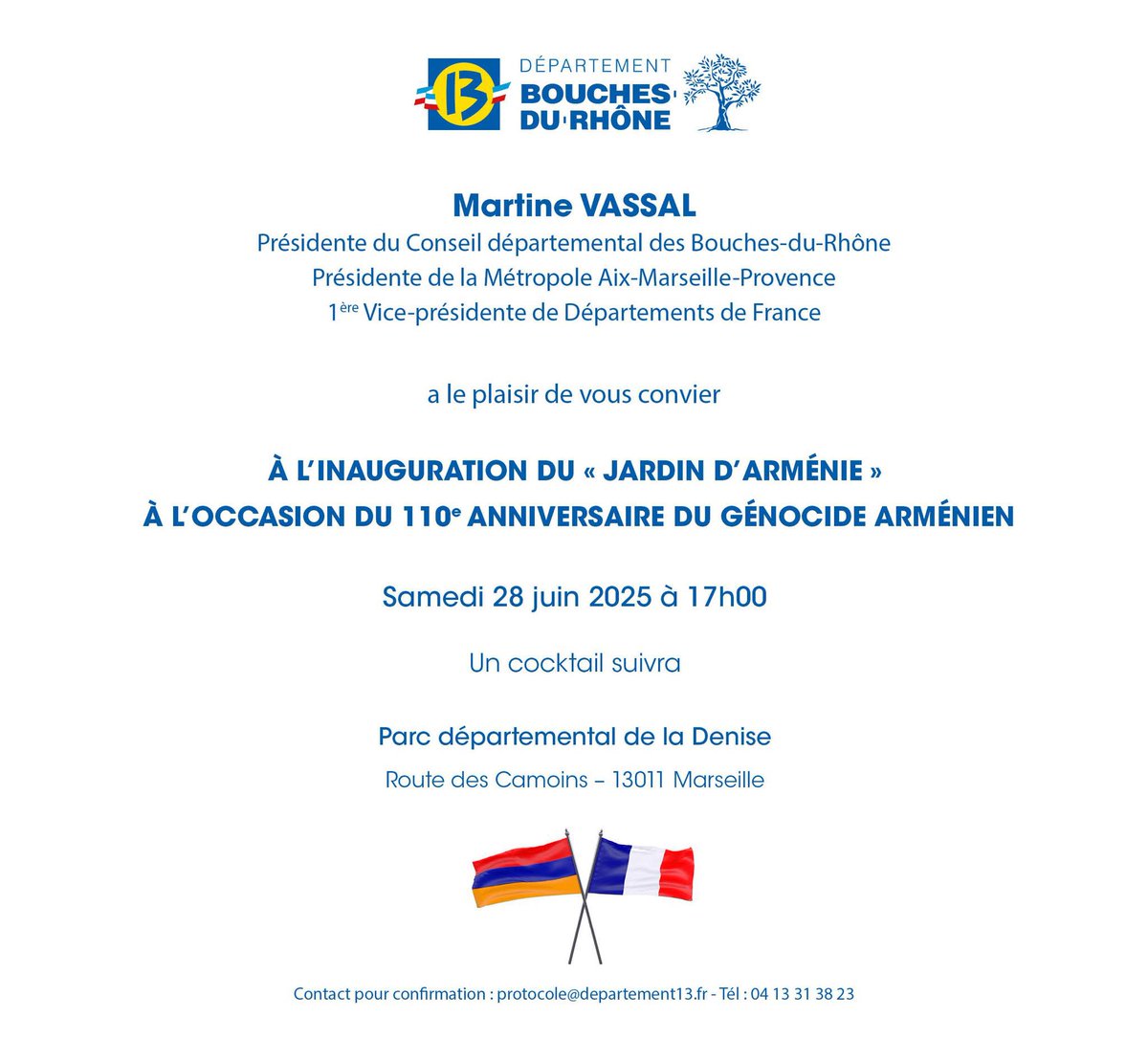 CCAF Sud (@ccafsud) on Twitter photo 🇦🇲 🌳 Inauguration du jardin d’Arménie par la présidente du département <a href="/MartineVassal/">Martine Vassal</a> 
samedi 28 juin 2025 à 17h – Parc de la Denise – Route des Camoins 13011 Marseille. 🇦🇲 🌳 Inauguration du jardin d’Arménie par la présidente du département <a href="/MartineVassal/">Martine Vassal</a> 
samedi 28 juin 2025 à 17h – Parc de la Denise – Route des Camoins 13011 Marseille.