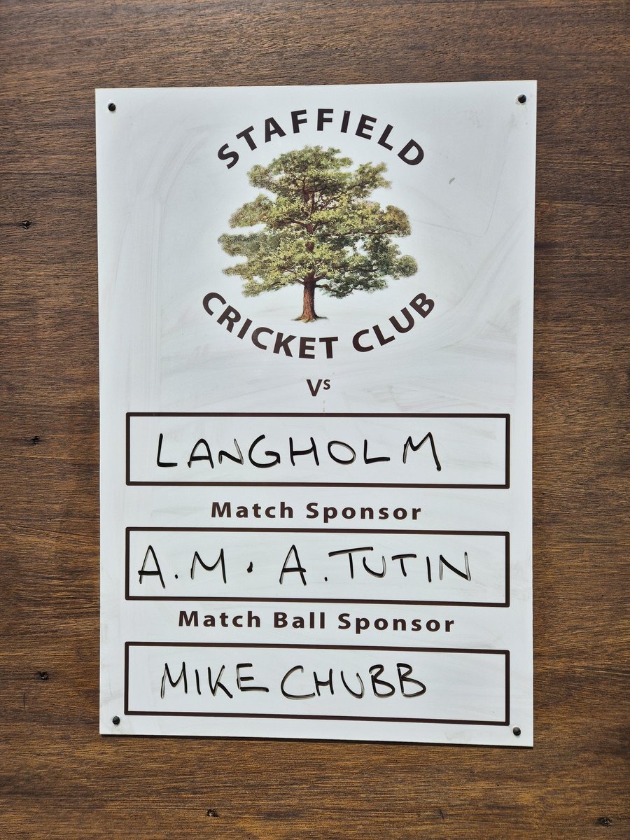 Game On and hopefully the weather holds 🤞2pm start against Langholm CC. Thank you to today's sponsors AM &amp;A Tutin and Mike Chubb.