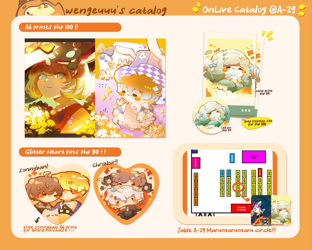 wengeuuu26's tweet image. [rts and likes 💛]
Weee dropping my OnLive catalog ! ! I&apos;ll be @ booth A-29 Marumarumaru circle with @/for.eri.berry (IG) cyaa cyaa !!

✨Bayanihan center - June 15, 2025

socmed accs:
ig: instagram.com/wengeuuu26/

#OnLivePH #OnLivePh2025