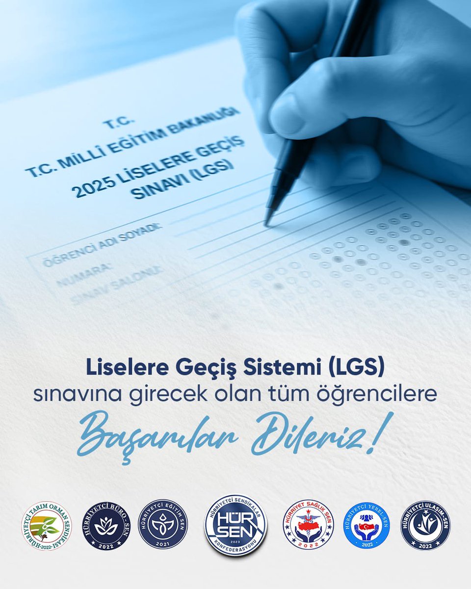Liselere Geçiş Sistemi (LGS) sınavına girecek olan tüm öğrencilerimize başarılar dileriz.

Emeğinizin karşılığını alacağınız, sakin, sağlıklı ve gönlünüzce geçecek bir sınav süreci temenni ediyoruz.

Unutmayın, bu sınav sadece bir başlangıç; sizler çabanız, karakteriniz ve