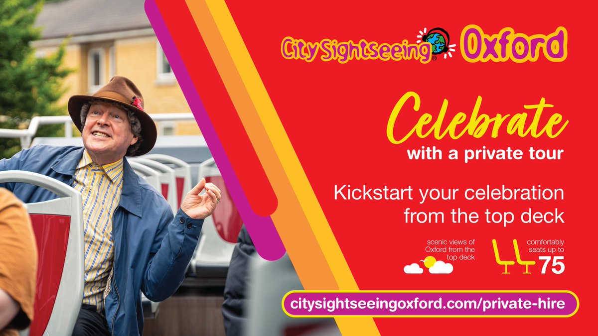 City Sightseeing Oxford (@oxfordopentop) on Twitter photo Imagine celebrating with your friends on a scenic tour of Oxford on a private, open-top bus! 🤩 
We offer unforgettable party transport and customisable tour options. Create a truly special experience for your event. 
Click the link to find out more👉 citysightseeingoxford.com/private-partie… Imagine celebrating with your friends on a scenic tour of Oxford on a private, open-top bus! 🤩 
We offer unforgettable party transport and customisable tour options. Create a truly special experience for your event. 
Click the link to find out more👉 citysightseeingoxford.com/private-partie…