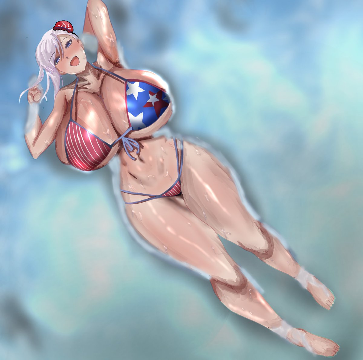 クッソ蒸し暑いので武蔵ちゃんには一足先に
水着に着替えてもらう。
去年の没作品の再利用です...... 