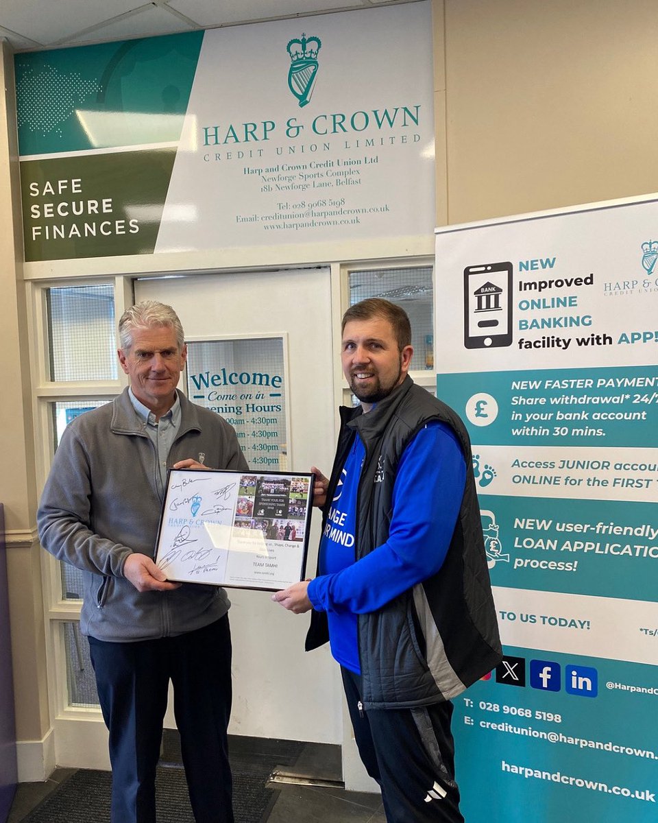 Perfect timing this International Men’s Health Week to receive a visit from Joe, CEO of <a href="/TAMHI2011/">TAMHI</a> - Tackling Awareness of Mental Health Issues!

⛳️ Harp and Crown Credit Union sponsored a hole at the TAMHI Charity Golf Day in May, helping support mental health in Northern