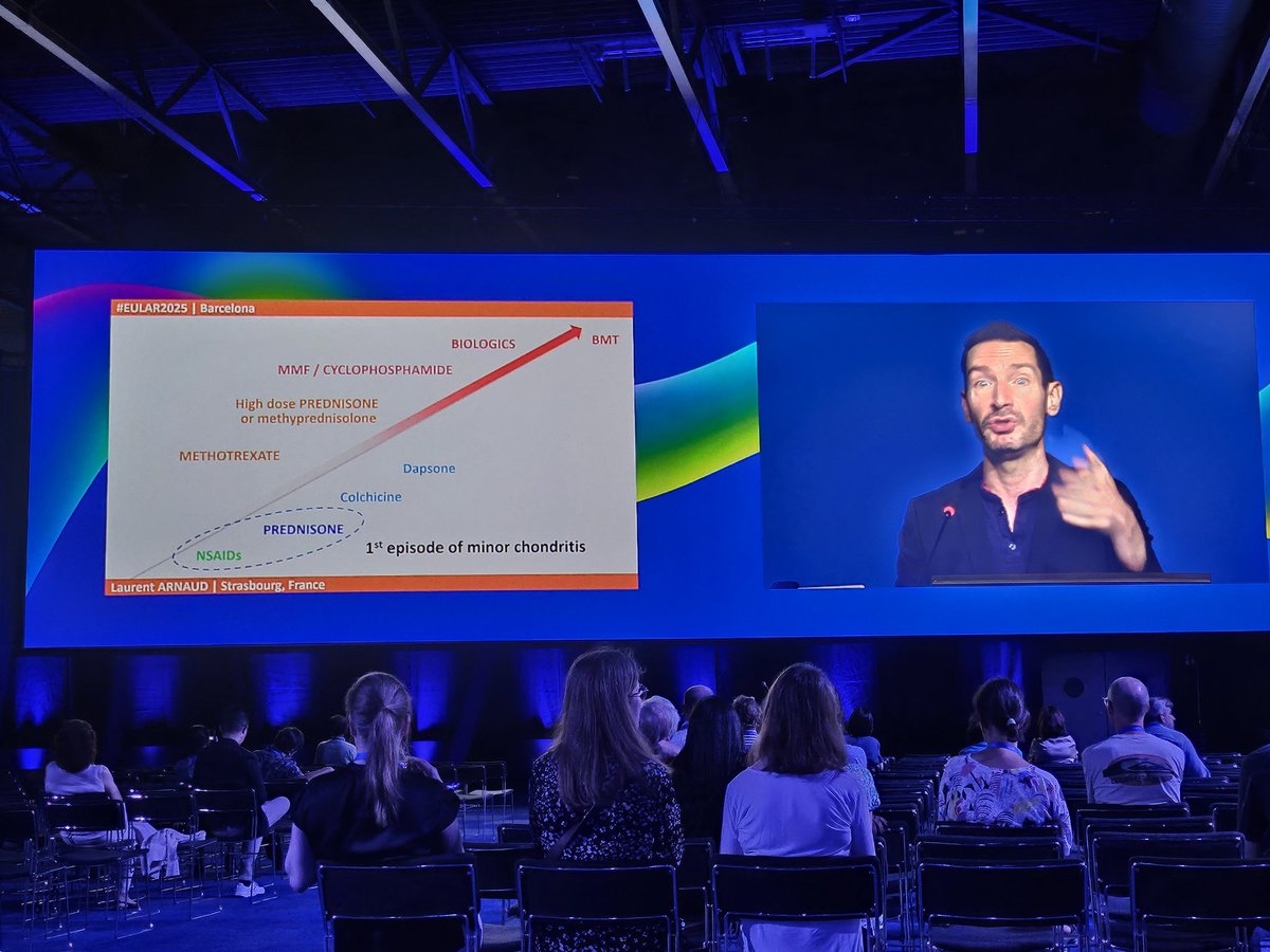 Treatment of Relapsing Polychondritis

🔺️No Guidelines
🔺️Colchicine can work in about 30%

#EULAR2025
<a href="/RheumNow/">Dr. John Cush</a>
<a href="/Lupusreference/">Laurent ARNAUD</a>
#Saturday mornings in #Barcelona 🇪🇸