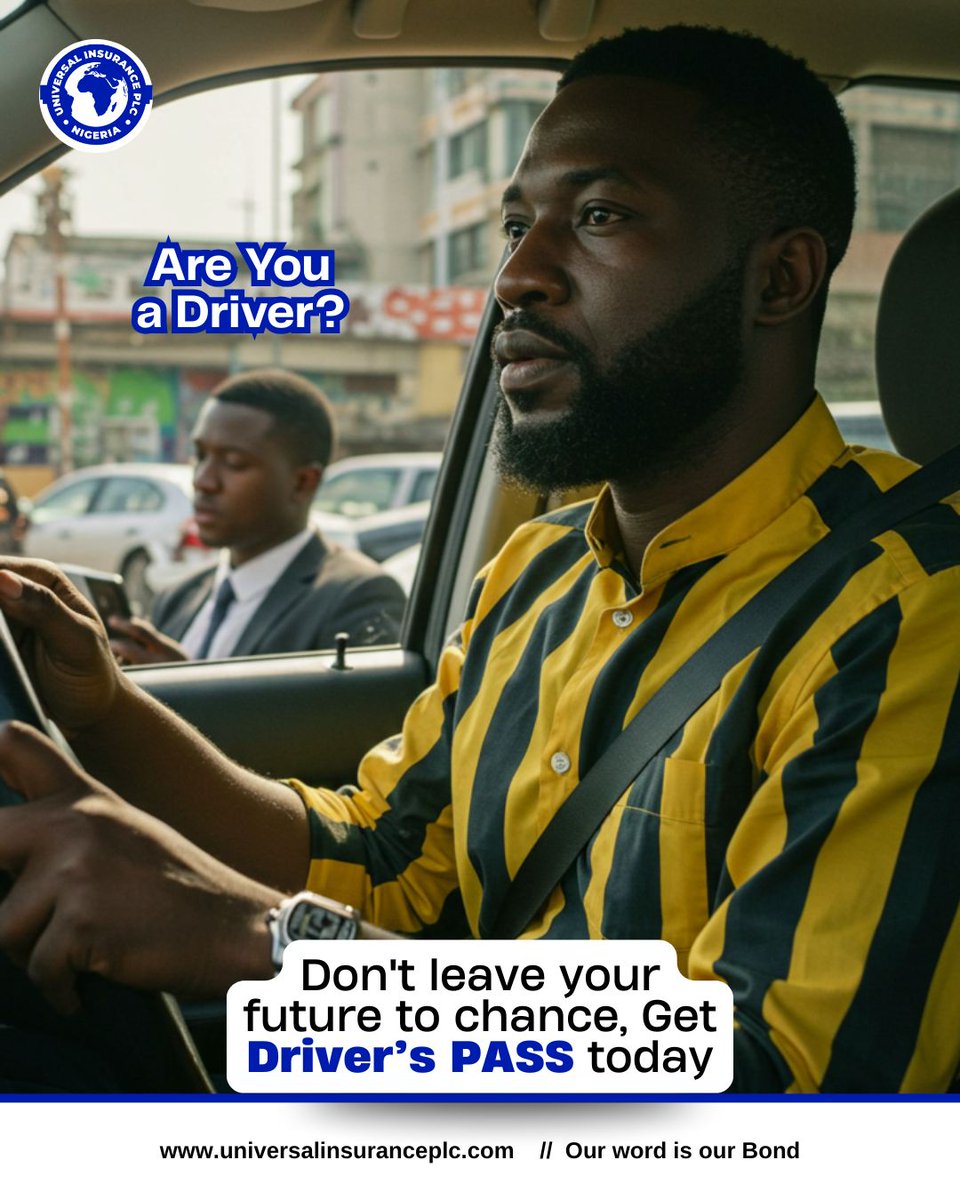 uinsuranceplc's tweet image. Are You a Driver? Don't leave your future to chance. Driver’s PASS has your back with coverage for medical bills, disability, death, and liability after an accident.

Visit our website for your insurance needs:
universalinsuranceplc.com

#DriversPASS #UniversalInsurancePlc #Drivers