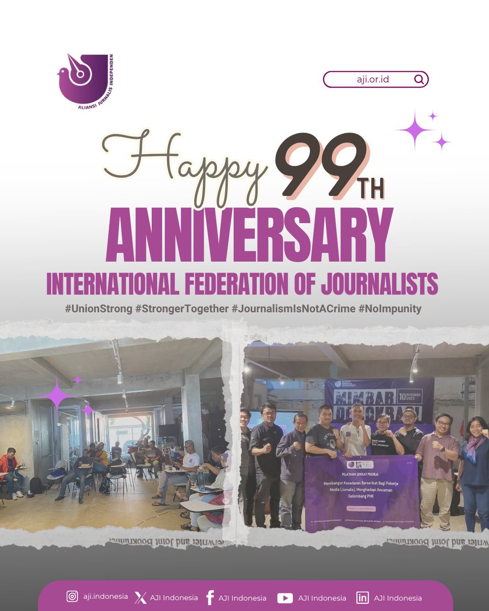 Happy 99th Anniversary, IFJ! 🎉 

#UnionStrong #StrongerTogether #PressFreedom  ✊