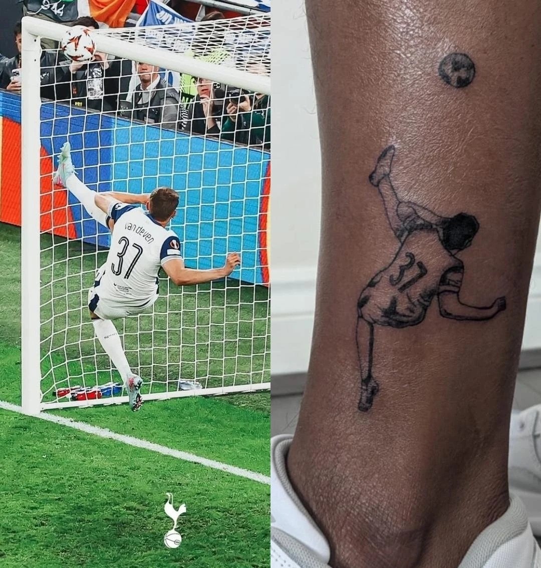 hains_thfc's tweet image. Fresh Tattoo: Micky van de Ven's incredible goal line clearance that helped us win the Europa Cup!
#COYS #TTID #Spurs #EuropaLeagueFinal