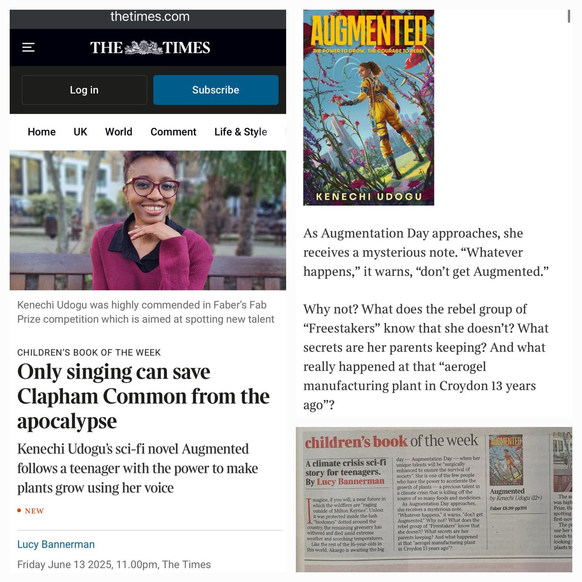Kenechi Udogu (@kenechiudogu) on Twitter photo #Augmented is <a href="/thetimes/">The Times and The Sunday Times</a> Children's Book of the Week! Still can't believe it! Thank you for the review, <a href="/TimesLucy/">Lucy Bannerman</a>.
<a href="/FaberChildrens/">Faber Children's</a> #Augmented is <a href="/thetimes/">The Times and The Sunday Times</a> Children's Book of the Week! Still can't believe it! Thank you for the review, <a href="/TimesLucy/">Lucy Bannerman</a>.
<a href="/FaberChildrens/">Faber Children's</a>