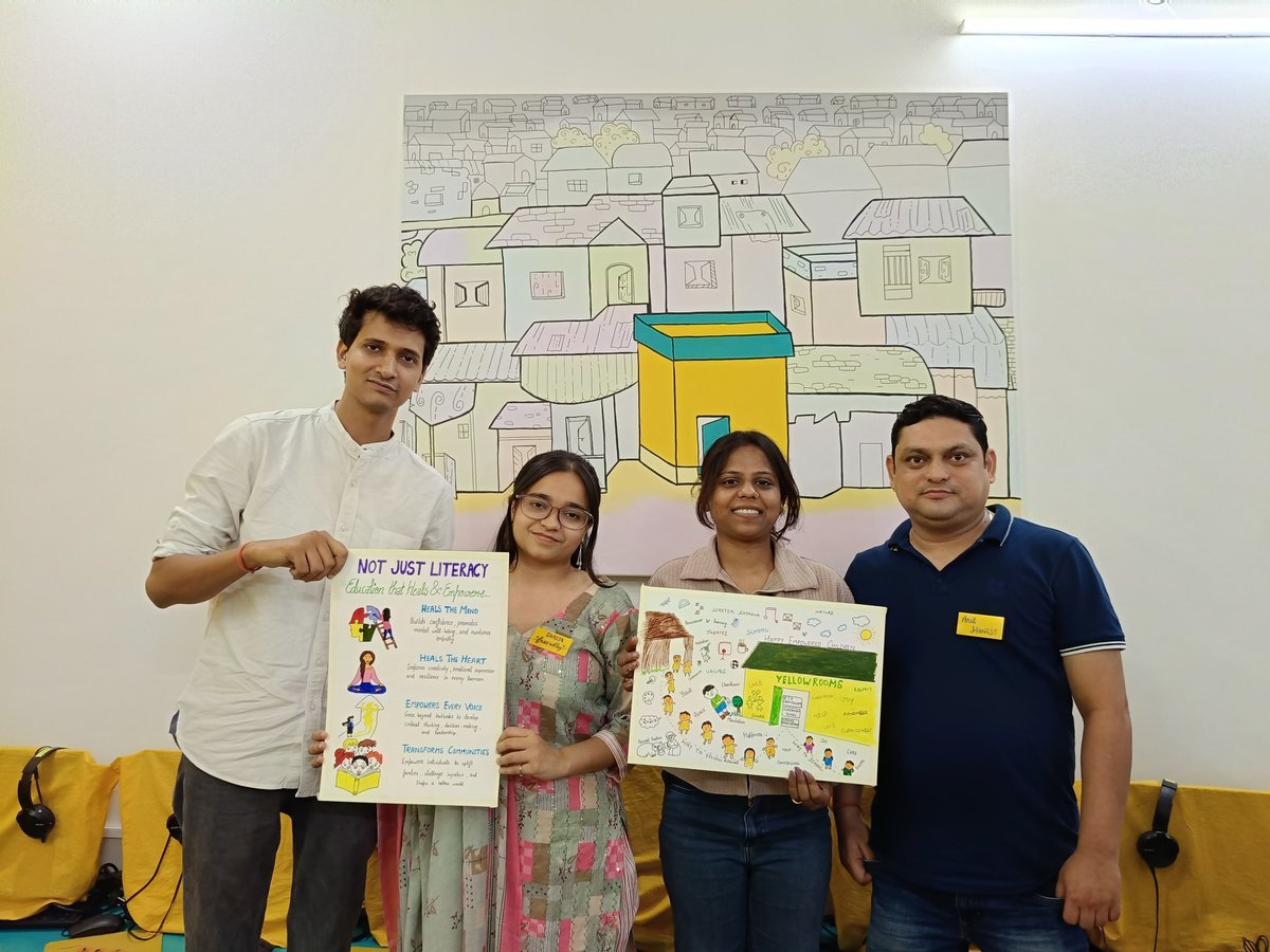 SarthakNGO's tweet photo. From “Girls Can Dunk Too” to “Not Just Literacy – Education That Heals”, every brushstroke, crayon mark, and splash of colour reflected deep understanding, lived experience, and collective hope. https://t.co/osYfKykXHC