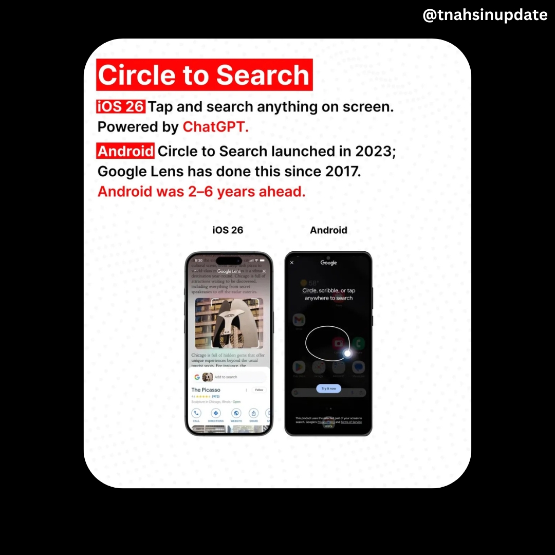 tnahsinupdate's tweet image. Which Android feature do you think Apple should add next? And which feature do you believe Android still handles better?

#iOS26 #AndroidFeatures #AppleVsAndroid #tnahsinupdate #latestUpdates #LatestNews #news #BreakingNews