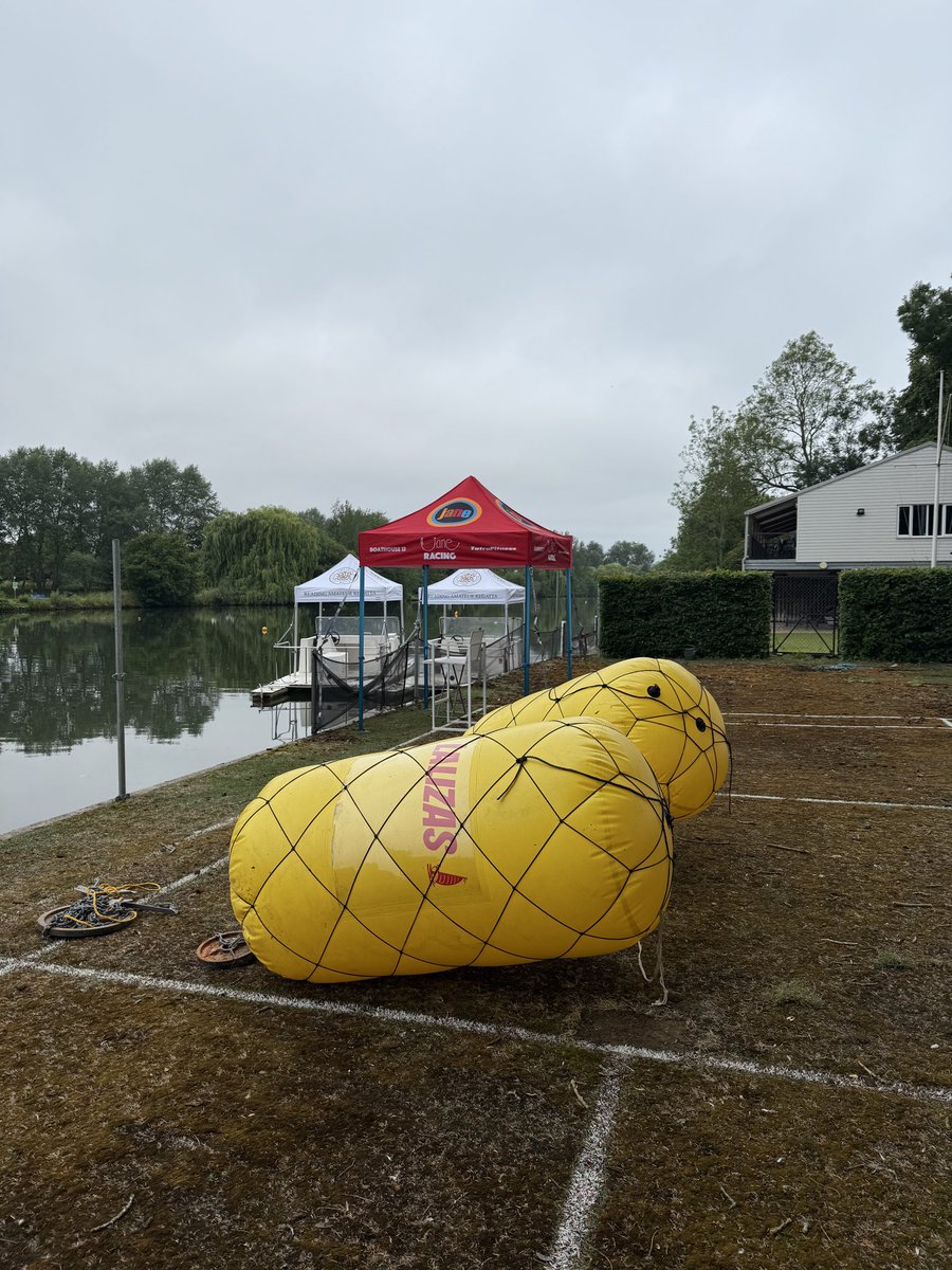 Huge thank you to our course team who get up very early to get the course finalised for you to race on. They work on Friday evening and finish Saturday morning and lay about 100 buoys including these two huge ones which mark the start and finish of the course.