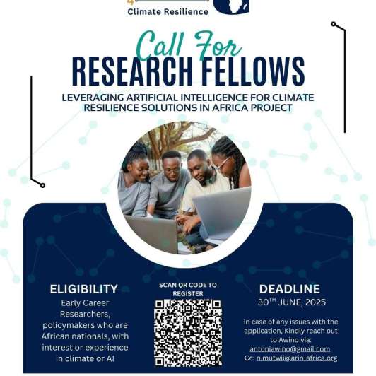 Applications are open for the 2025 AI for Climate Resilience Fellowship in Africa! Empowering researchers &amp; policymakers to drive AI-led climate solutions across the continent. 

Deadline: June 30

Apply: wp.me/p23f03-f4y

#AI4Climate #Africa #ResearchOpportunity #ARIN