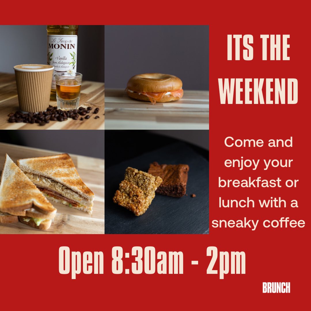 ☕ IT’S THE WEEKEND! 🥪
We’re open today from 8:30am – 2pm, so whether you’re after a tasty breakfast, a cheeky lunch, or just need your coffee fix… we’ve got you!

🧁 Toasties, bagels, brownies and more
📍 Pop in and treat yourself – you deserve it!
