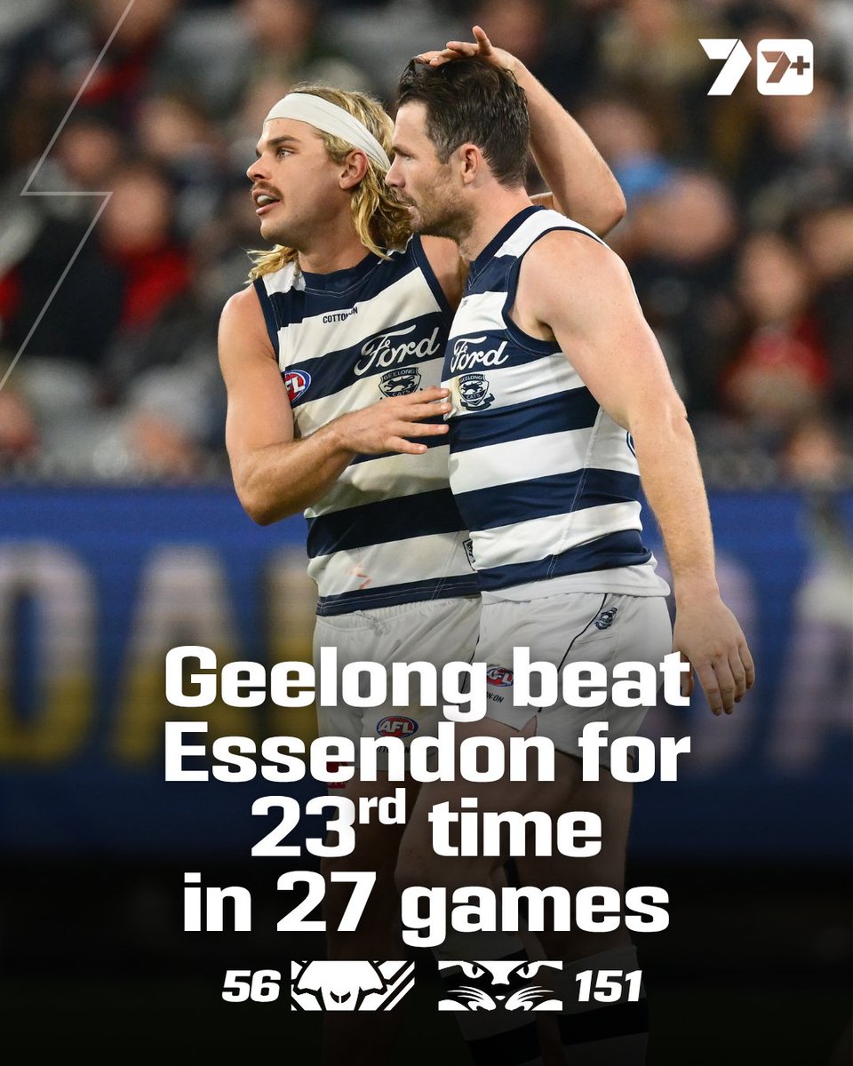 7AFL's tweet photo. The Cats are purring! 🐈

#AFLBombersCats https://t.co/mbFIfglMMC