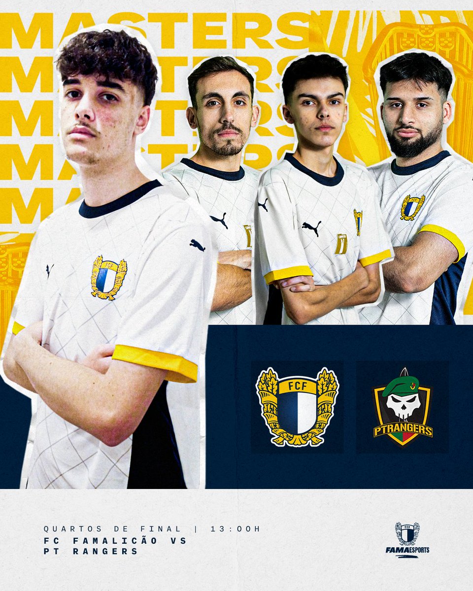 FC Famalicão Esports (@famaesports) on Twitter photo ⏳ Hora de decisão na <a href="/FPFeSPORTS/">FPF eSPORTS</a> 𝗠𝗔𝗦𝗧𝗘𝗥𝗦!
Estamos preparados para mais uma batalha nos Quartos de Final, hoje às 13:00h frente aos <a href="/ptrangers_club/">Portuguese Rangers eSports Club</a> ✊
📺 twitch.tv/fpfportugal
Vamos com tudo para garantir um lugar nas Meias Finais 💪
#talentoementalidade ⚪️🔵 ⏳ Hora de decisão na <a href="/FPFeSPORTS/">FPF eSPORTS</a> 𝗠𝗔𝗦𝗧𝗘𝗥𝗦!
Estamos preparados para mais uma batalha nos Quartos de Final, hoje às 13:00h frente aos <a href="/ptrangers_club/">Portuguese Rangers eSports Club</a> ✊
📺 twitch.tv/fpfportugal
Vamos com tudo para garantir um lugar nas Meias Finais 💪
#talentoementalidade ⚪️🔵