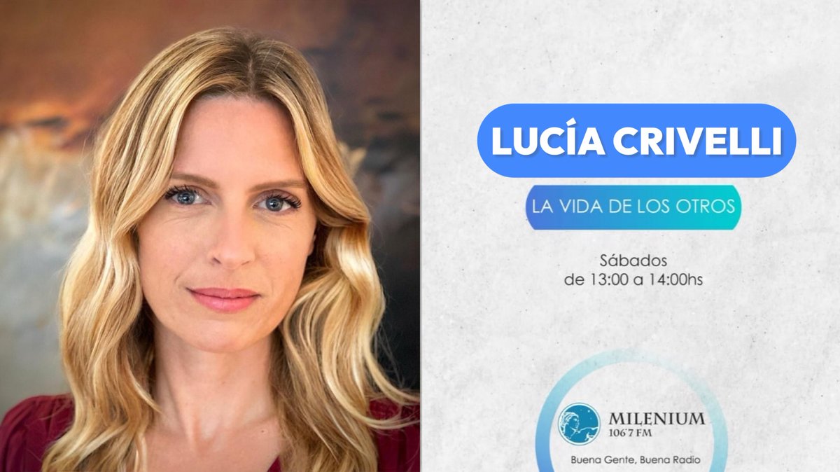 Monica Gutierrez (@monigps) on Twitter photo Hoy en #LaVidaDeLosOtros voy a estar hablando con Lucía Crivelli (Jefa del Departamento de Neuropsicología del Instituto FLENI).
A las 13 hs por <a href="/fmmilenium/">FM Milenium 106.7</a> <a href="/LuCrivelliOk/">Lucía Crivelli</a> Hoy en #LaVidaDeLosOtros voy a estar hablando con Lucía Crivelli (Jefa del Departamento de Neuropsicología del Instituto FLENI).
A las 13 hs por <a href="/fmmilenium/">FM Milenium 106.7</a> <a href="/LuCrivelliOk/">Lucía Crivelli</a>