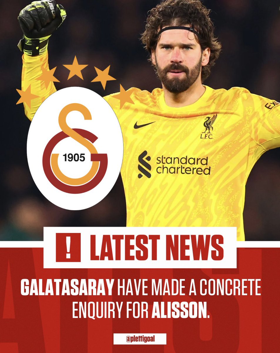AnythingLFC_'s tweet photo. 🟢𝑻𝑹𝑨𝑵𝑺𝑭𝑬𝑹 𝑵𝑬𝑾𝑺: Galatasaray have made a concrete enquiry for Alisson Becker. The enquiry came a few weeks ago, but he declined. 

My GK 🇧🇷. 

[@Plettigoal x @SkySportDE] https://t.co/10hkUXwrGr