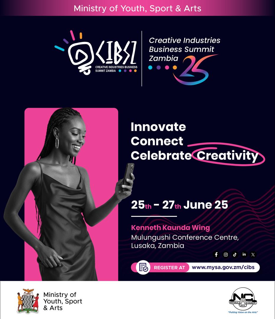 Ms_Karuru's tweet photo. Africa’s creativity takes center stage!
Join us at the Creative Industries Business Summit Zambia
🗓️ 25–27 June 2025
📍 Mulungushi Conference Centre, Lusaka
🌐 Register: https://t.co/fqy36KLcYw
#CIBS2025 #CreativeEconomy #Art #Art4Development https://t.co/nKqj5X05mx