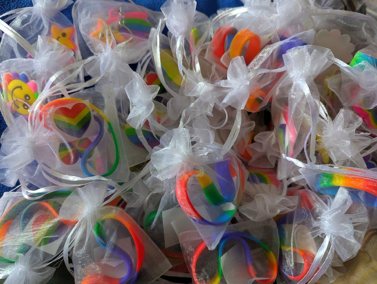 Coz (troubled paws) (@cozwoz2010) on Twitter photo Got my mini pride bags done to give out at Stoke On Trent Pride next weekend. Only got 50 bags but got lots of stickers. 😊❤️🧡💛💚🩵💙💜 Got my mini pride bags done to give out at Stoke On Trent Pride next weekend. Only got 50 bags but got lots of stickers. 😊❤️🧡💛💚🩵💙💜
