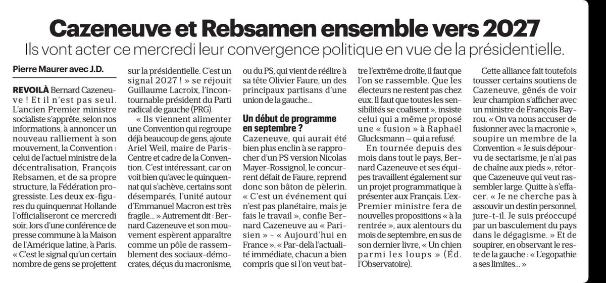 Jeremy Eldid (@jeremyeldid) on Twitter photo <a href="/BCazeneuve/">Bernard Cazeneuve</a> est dépourvu de sectarisme. L’intérêt supérieur de notre pays passera par le rassemblement des bonnes volontés afin d’éviter la victoire de l’extrême droite.
<a href="/Lacroix_PRG/">Guillaume Lacroix</a> l’incontournable président du <a href="/PartiRadicalG/">Parti Radical de Gauche</a> a engagé cette démarche en notre nom au sein de <a href="/BCazeneuve/">Bernard Cazeneuve</a> est dépourvu de sectarisme. L’intérêt supérieur de notre pays passera par le rassemblement des bonnes volontés afin d’éviter la victoire de l’extrême droite.
<a href="/Lacroix_PRG/">Guillaume Lacroix</a> l’incontournable président du <a href="/PartiRadicalG/">Parti Radical de Gauche</a> a engagé cette démarche en notre nom au sein de