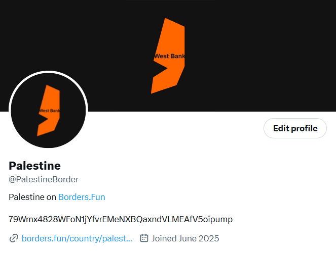 PalestineBorder's tweet photo. First official X account created for a country!

$Palestine

79Wmx4828WFoN1jYfvrEMeNXBQaxndVLMEAfV5oipump https://t.co/WZ1XLdntUN