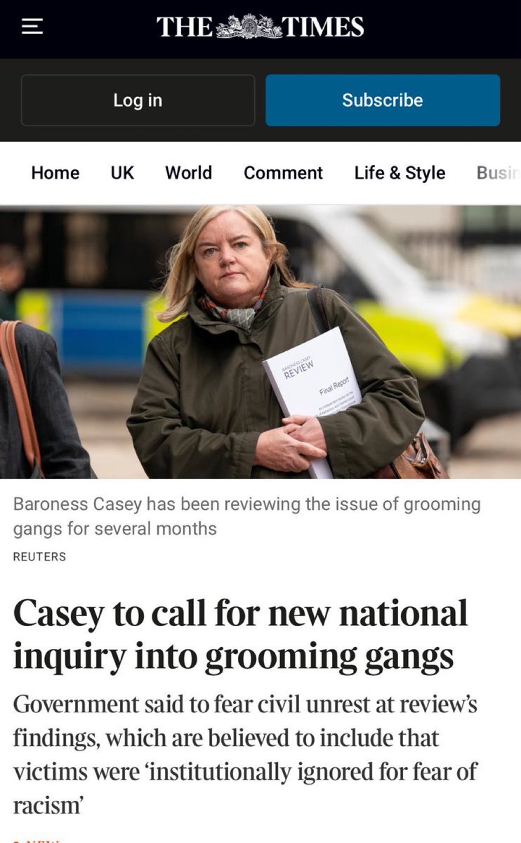 The Times are reporting that Louise Casey will call for a National Inquiry into the grooming and rape of children across the UK. 

I want every council and police force in the UK investigated and by people that have a pair of bollox! 

Enough is enough!